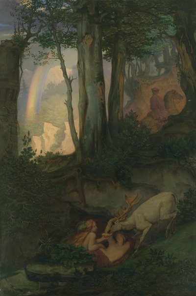 Waternymphs watering a stag, c.1844-47 by Moritz Ludwig von Schwind